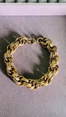 Vintage Gold-Tone Chunky Rope Link Bracelet